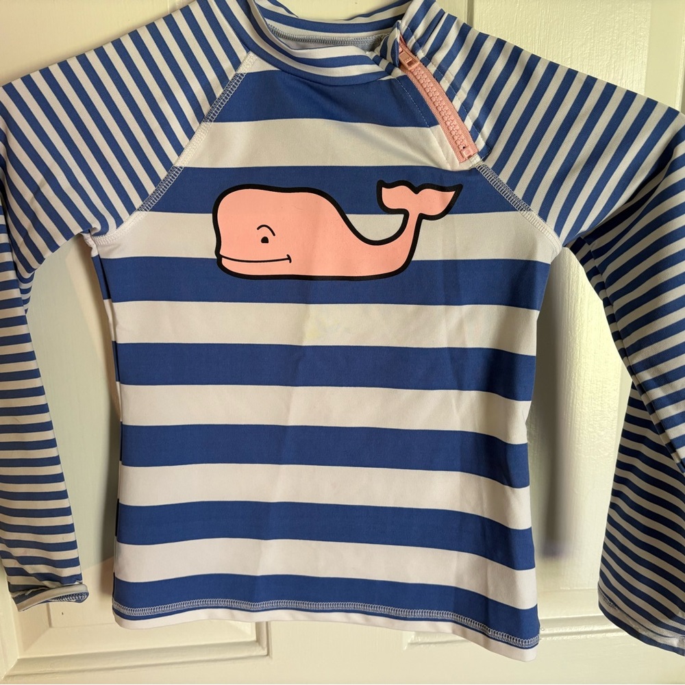 Vineyard Vines Blue and White Rashguard with Nautical Stripes